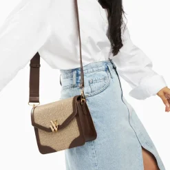 Petit sac cartable Blair marron en tweed