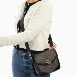 Petit sac cartable Blair noir en tweed