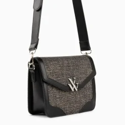 Petit sac cartable Blair noir en tweed