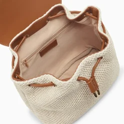 Sac à dos Myriam en raphia écru et camel