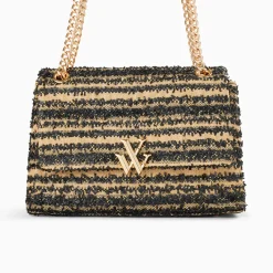 Sac à main Naomi noir et beige à chaîne