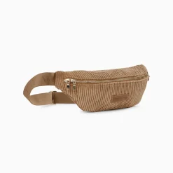 Sac banane Marjorie beige en velours côtelé