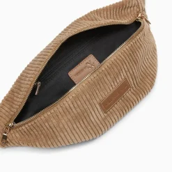 Sac banane Marjorie beige en velours côtelé