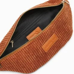 Sac banane Marjorie brique en velours côtelé