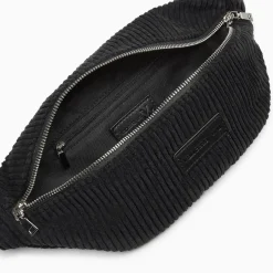 Sac banane Marjorie noir en velours côtelé