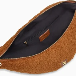 Sac banane oversize Annaelle camel en fausse fourrure