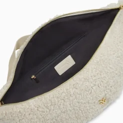 Sac banane oversize Annaelle ivoire en fausse fourrure