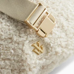 Sac banane oversize Annaelle ivoire en fausse fourrure