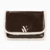 Sac bandoulière Bertina marron à rabat et faux shearling