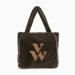 Sac cabas Carolina kaki en fausse fourrure