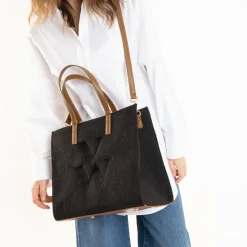 Sac cabas monogramme Emilia noir