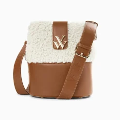 Sac seau Leslie camel en fausse fourrure