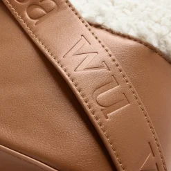 Sac seau Leslie camel en fausse fourrure