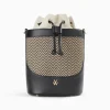 Sac seau Maryline noir en raphia tressé