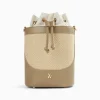 Sac seau Maryline taupe en raphia tressé