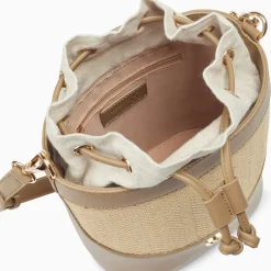 Sac seau Maryline taupe en raphia tressé