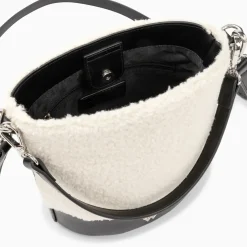 Sac seau Milou ivoire et noir en faux shearling