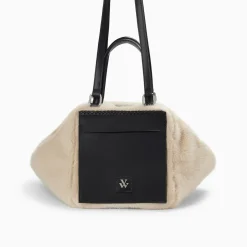 Sac week-end Kenza beige et noir en fausse fourrure
