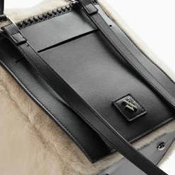 Sac week-end Kenza beige et noir en fausse fourrure
