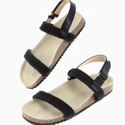 Sandales à brides Hortense noires en cordes