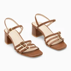 Sandales à talon Alexandra multibrides brunes