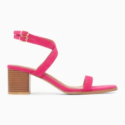 Sandales à talon Bella fuchsia à doubles brides