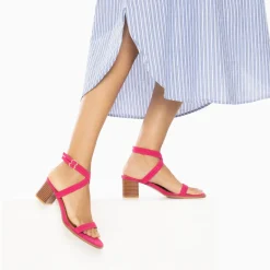 Sandales à talon Bella fuchsia à doubles brides