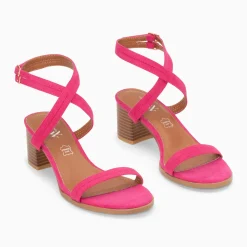 Sandales à talon Bella fuchsia à doubles brides
