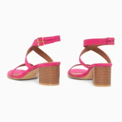 Sandales à talon Bella fuchsia à doubles brides