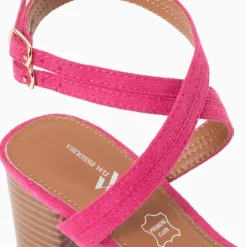 Sandales à talon Bella fuchsia à doubles brides
