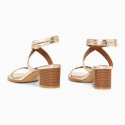 Sandales à talon Bella or à doubles brides