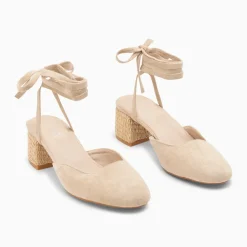 Sandales à talon Inna beiges à lacets