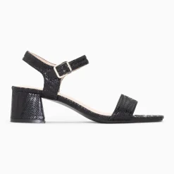 Sandales à talon Jenna noires en tissu jacquard