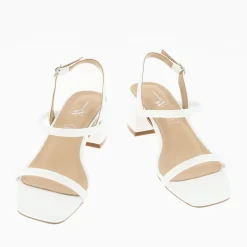 Sandales à talon minimalistes Romy blanc mat