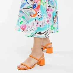Sandales à talon minimalistes Oriane orange