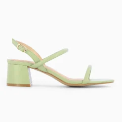 Sandales à talon minimalistes Oriane vert pastel