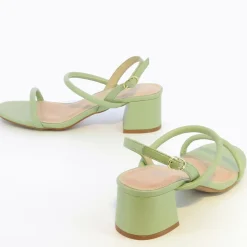 Sandales à talon minimalistes Oriane vert pastel