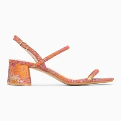 Sandales à talon minimalistes Tiphaine tissées orange et or