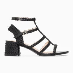 Sandales à talon tressées Claudia noires