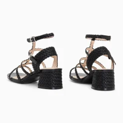 Sandales à talon tressées Claudia noires