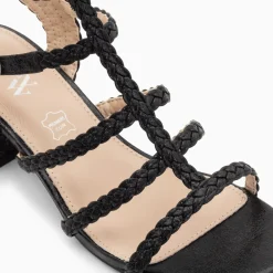 Sandales à talon tressées Claudia noires