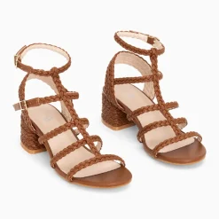 Sandales à talon tressées Claudia camel