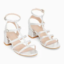 Sandales à talon tressées Claudia argent