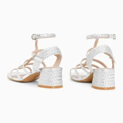 Sandales à talon tressées Claudia argent