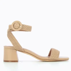 Sandales à talon tressées Emmeline taupe rosé