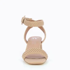 Sandales à talon tressées Emmeline taupe rosé