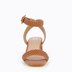 Sandales à talon tressées Emmeline camel