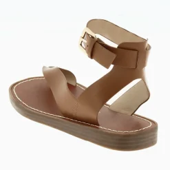 Sandales Amanda camel minimalistes à passe-pouce