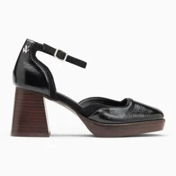 Sandales Claire noires à plateforme et talon bois