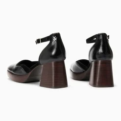 Sandales Claire noires à plateforme et talon bois